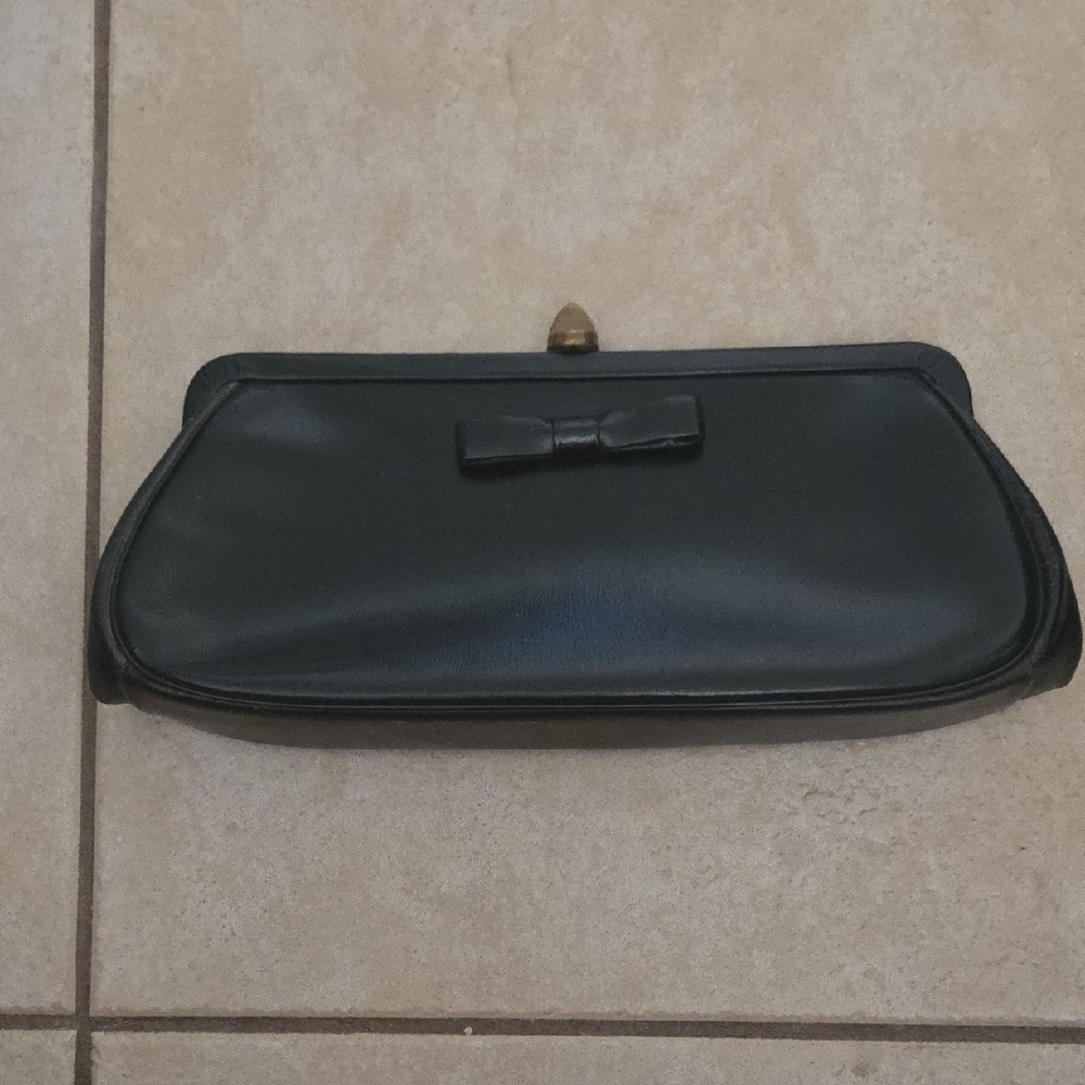 Vintage Black Clutch with Bow Accent